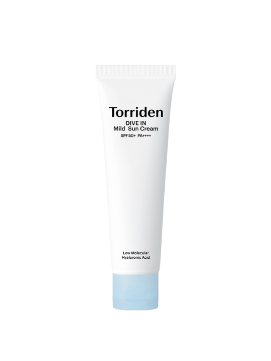 Tube of Torriden's Dive In Mild Sun Cream 60ml against a white background. Available at Sinless Skincare.