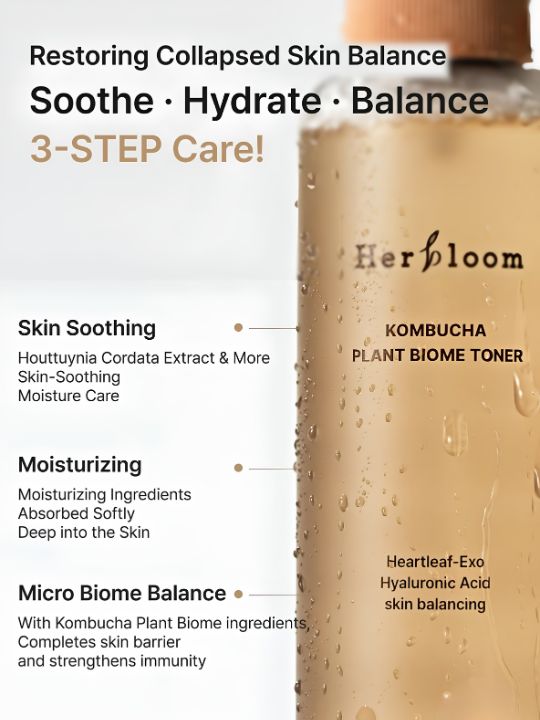Herbloom Kombucha Plant Biome Toner with product information