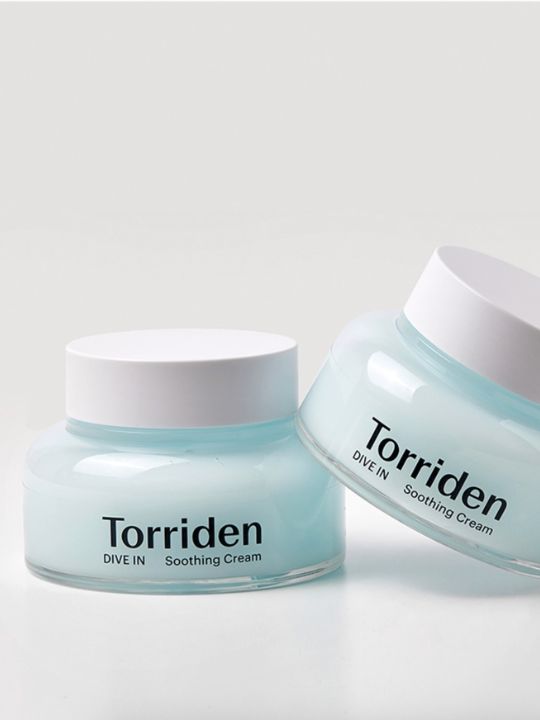 Two jars of Torriden Dive In Soothing Cream on a light gray background