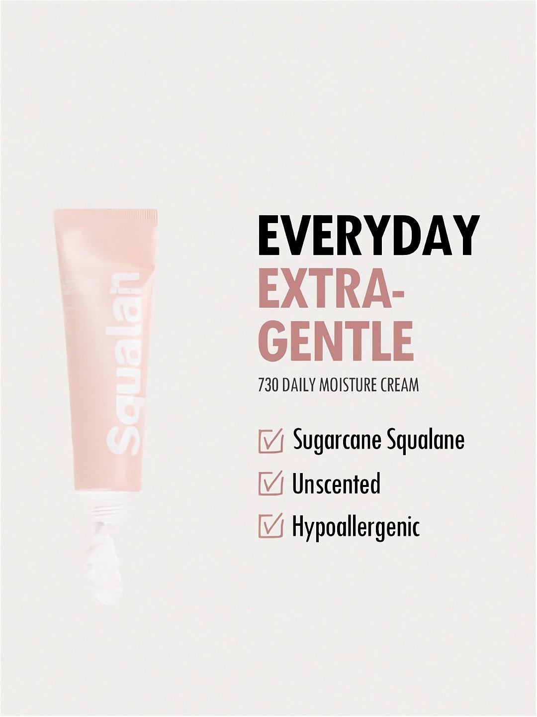 Open tube of Vegreen 730 Daily Moisture Cream with text next to it on a beige background