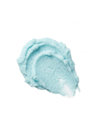 A dollop of light blue Arencia Cloud Body & Scalp Scrub French Mint & Lily with a swirled texture, isolated on a solid white background.
