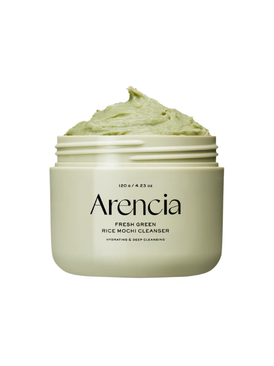 Arencia Fresh Green Rice Mochi Cleanser on white background. Available at Sinless Skincare Switzerland.
