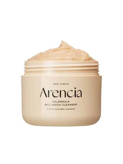 Arencia Calendula Rice Mochi Cleanser on white background. Available at Sinless Skincare Switzerland.