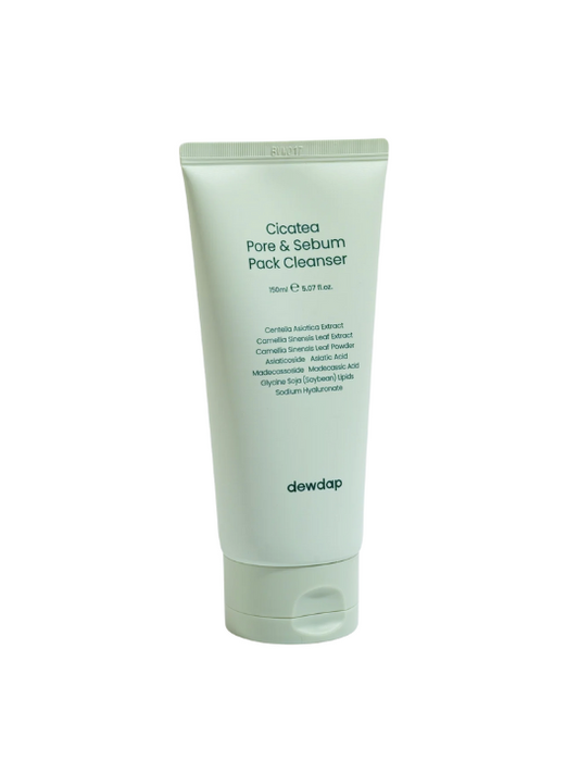 Tube of Dewdap Cicatea Pore & Sebum Pack Cleanser on a white background. Available at Sinless Skincare Switzerland.