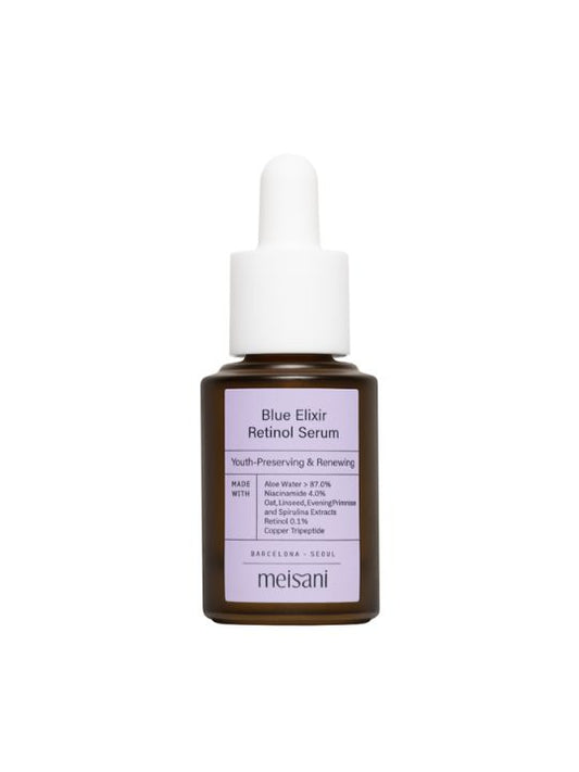 Meisani Blue Elixir Retinol Serum on white background