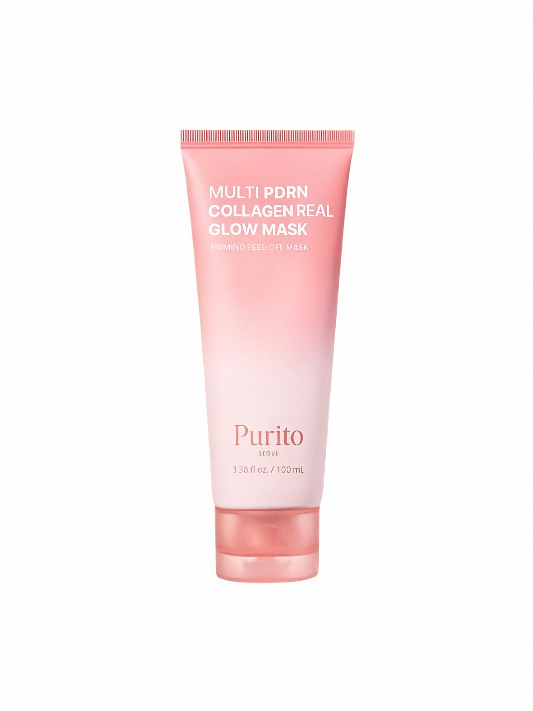 Pink tube of Purito Multi PDRN Collagen Real Glow Mask on a white background