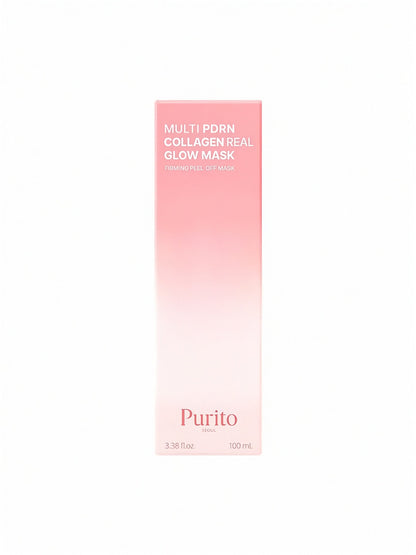 Retail box for Purito Multi PDRN Collagen Real Glow Mask on a white background