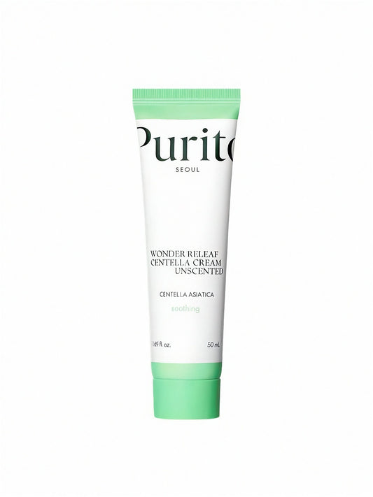 Purito Wonder Releaf Centella Unscented Cream tube on a white background