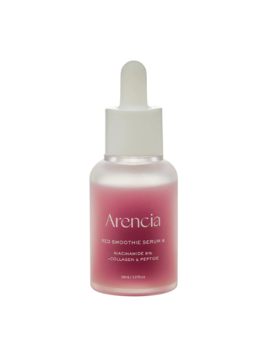 Arencia Red Smoothie Serum 8 against a white background. Available at Sinless Skincare Switzerland.