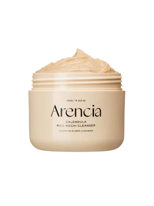 Jar of Arencia Calendula Rice Mochi Cleanser on a white background