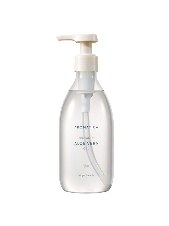 300ml bottle of Aromatica Organic Aloe Vera Gel on a white background