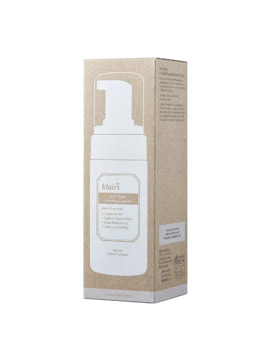 Klairs Rich Moist Foaming Cleanser retail packaging on a white background