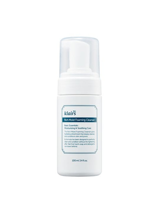 Klairs Rich Moist Foaming Cleanser on a white background