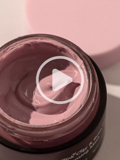 Ondo Beauty Pink Clay & Rose Pore Mask on grey background
