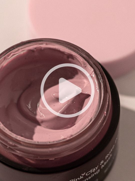 Ondo Beauty Pink Clay & Rose Pore Mask on grey background