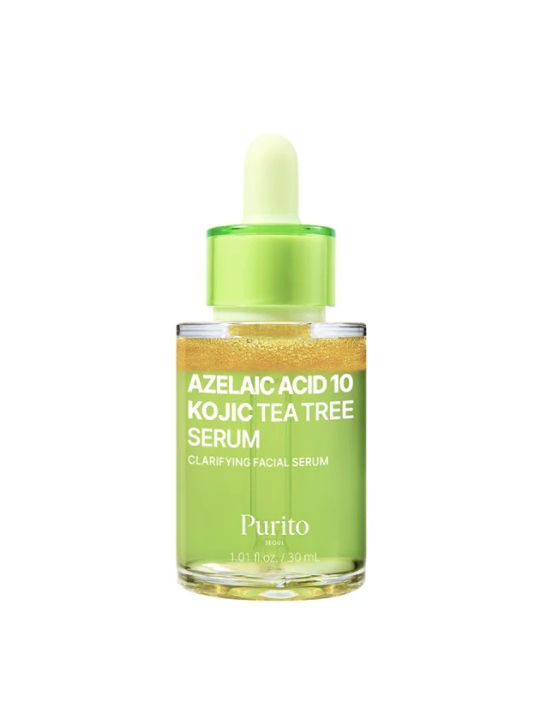 Purito Seoul Azelaic Acid 10 Kojic Tea Tree Serum bottle on a white background