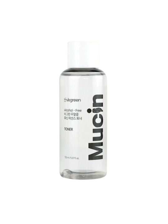 Bottle of Vegreen Alcohol-Free Mucin Toner on a white background