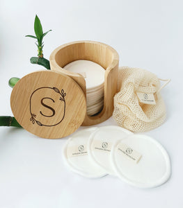 Sinless Skincare, Reusable Cosmetic Pads, 16 bamboo-cotton pads with laundry bag and bamboo box.